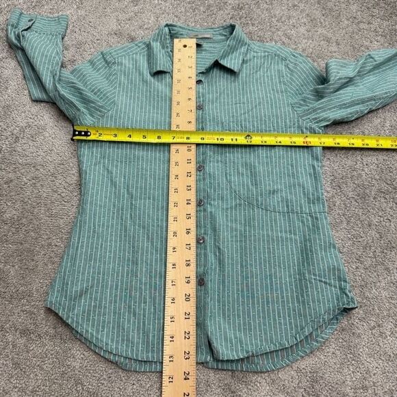 Horny Toad Fanfair Shirt Womens XS Green Striped Long Sleeve Organic Cotton Top - Picture 6 of 14